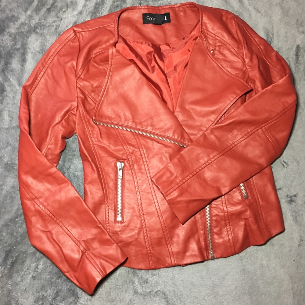 Medium dark red leather jacket